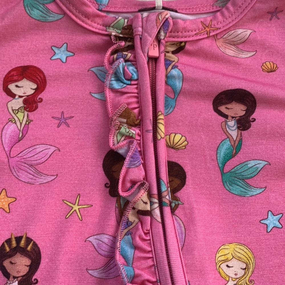 NWT Posh Peanut Mermaid Footie 9-12M Mermaids Pink - Picture 6 of 9